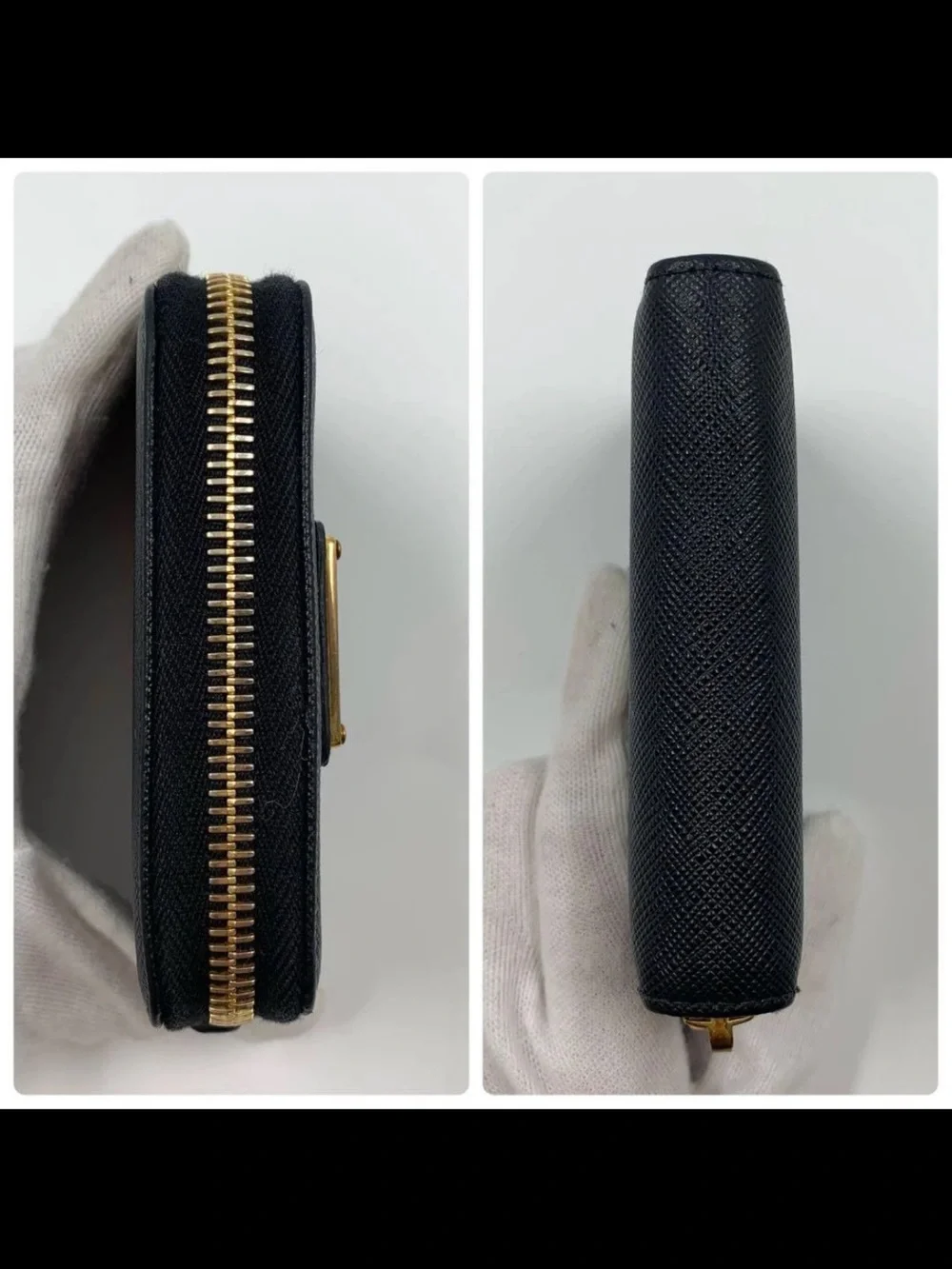 Prada Black Saffiano Leather Zip Wallet